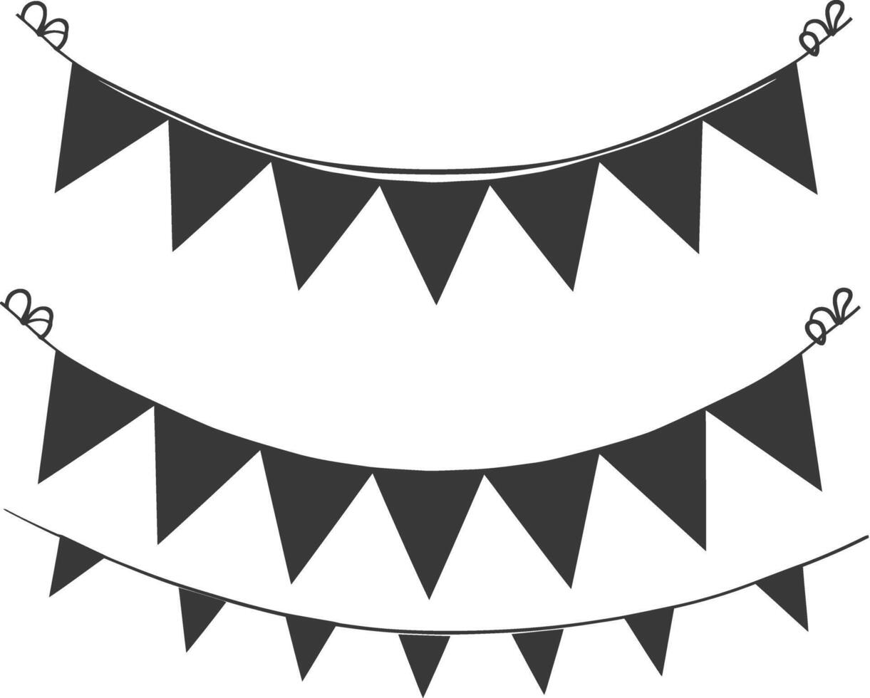 Silhouette Retro bunting party flag black color vector