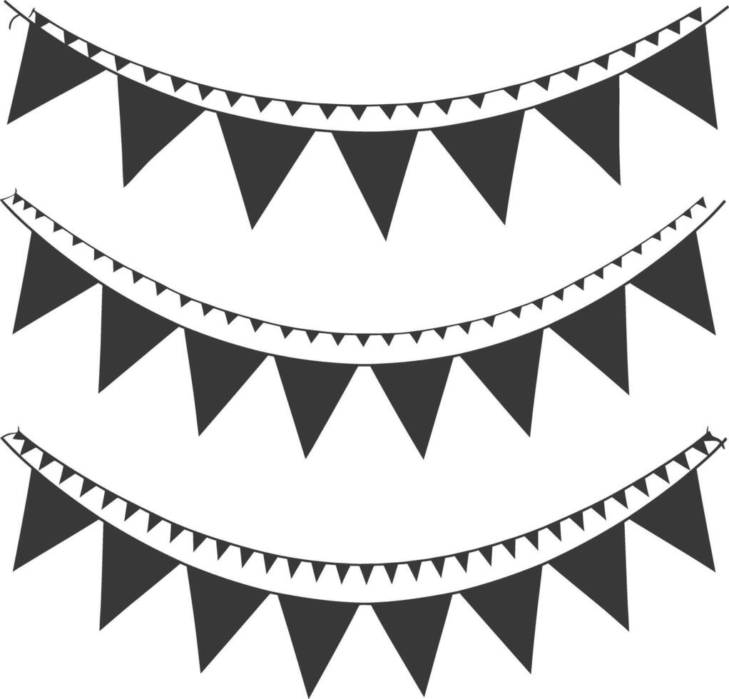 Silhouette Retro bunting party flag black color vector