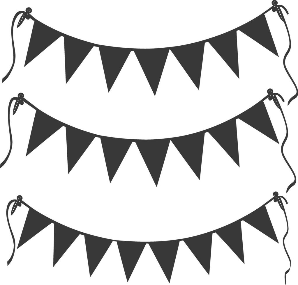 Silhouette Retro bunting party flag black color vector
