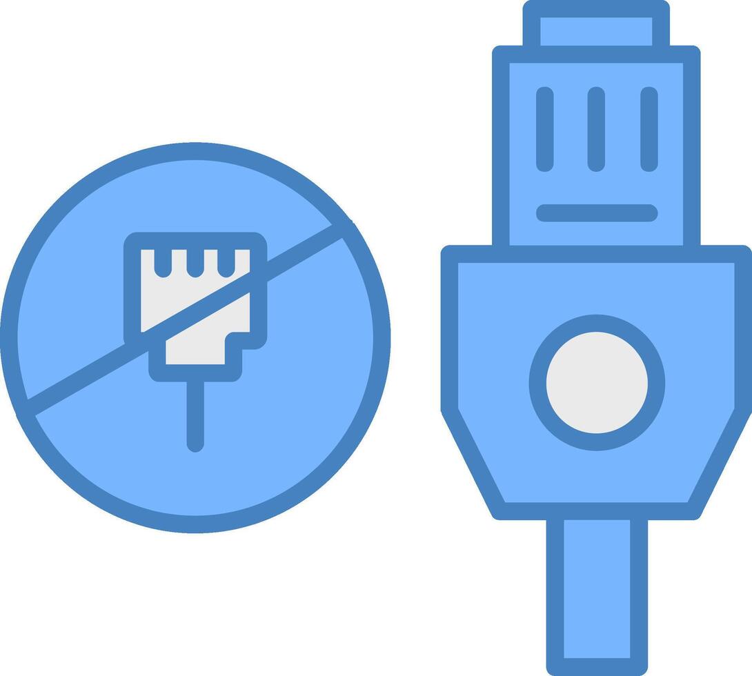 Lan Unplugged Line Filled Blue Icon vector