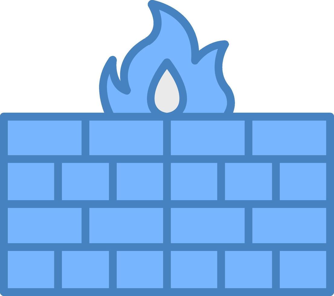 Firewall Line Filled Blue Icon vector