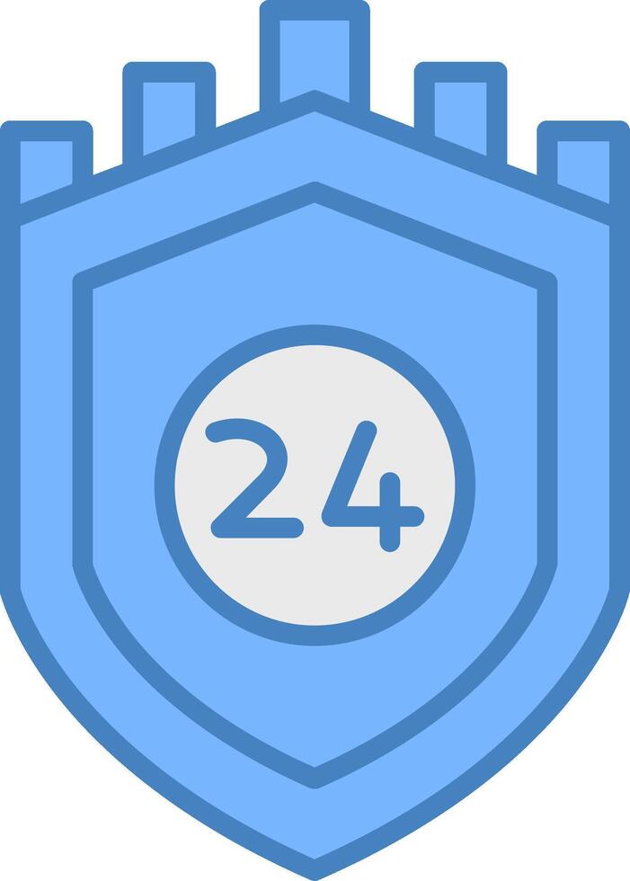 Security Castle Support Line Filled Blue Icon vector