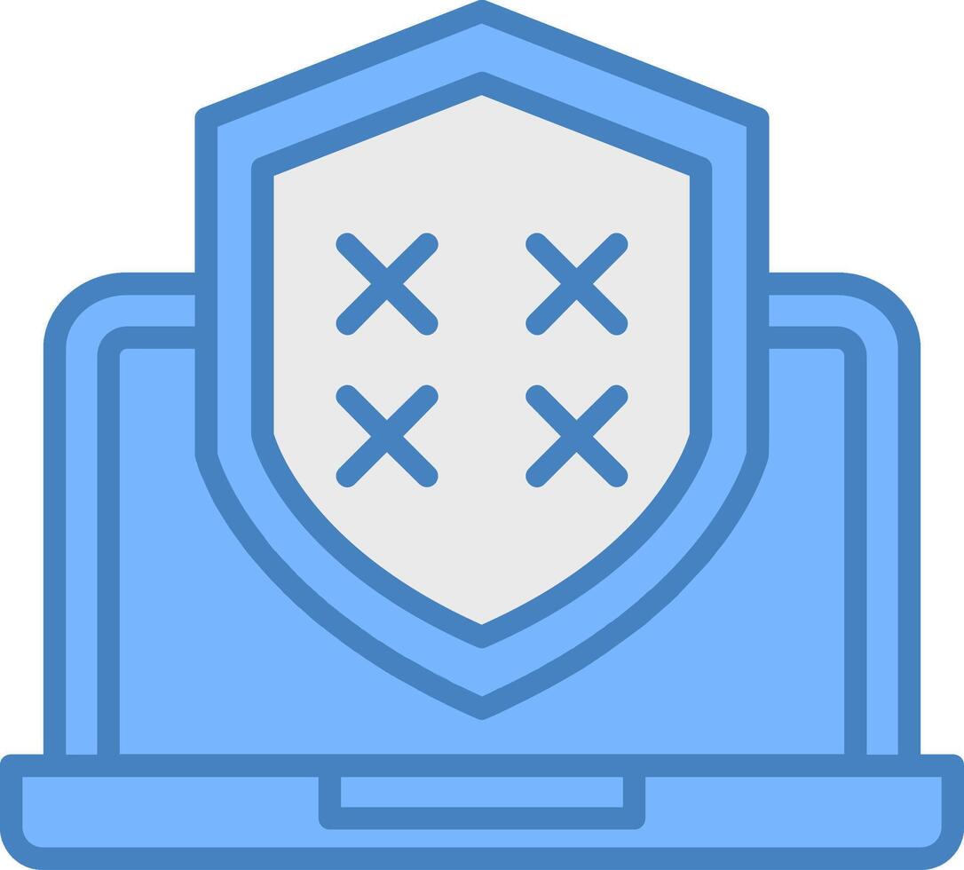 Security Laptop Password Line Filled Blue Icon vector