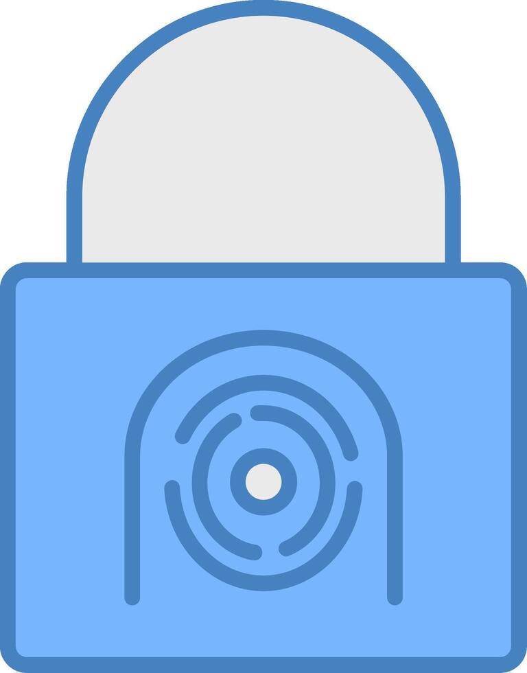 Security Basket Fingerprint Line Filled Blue Icon vector