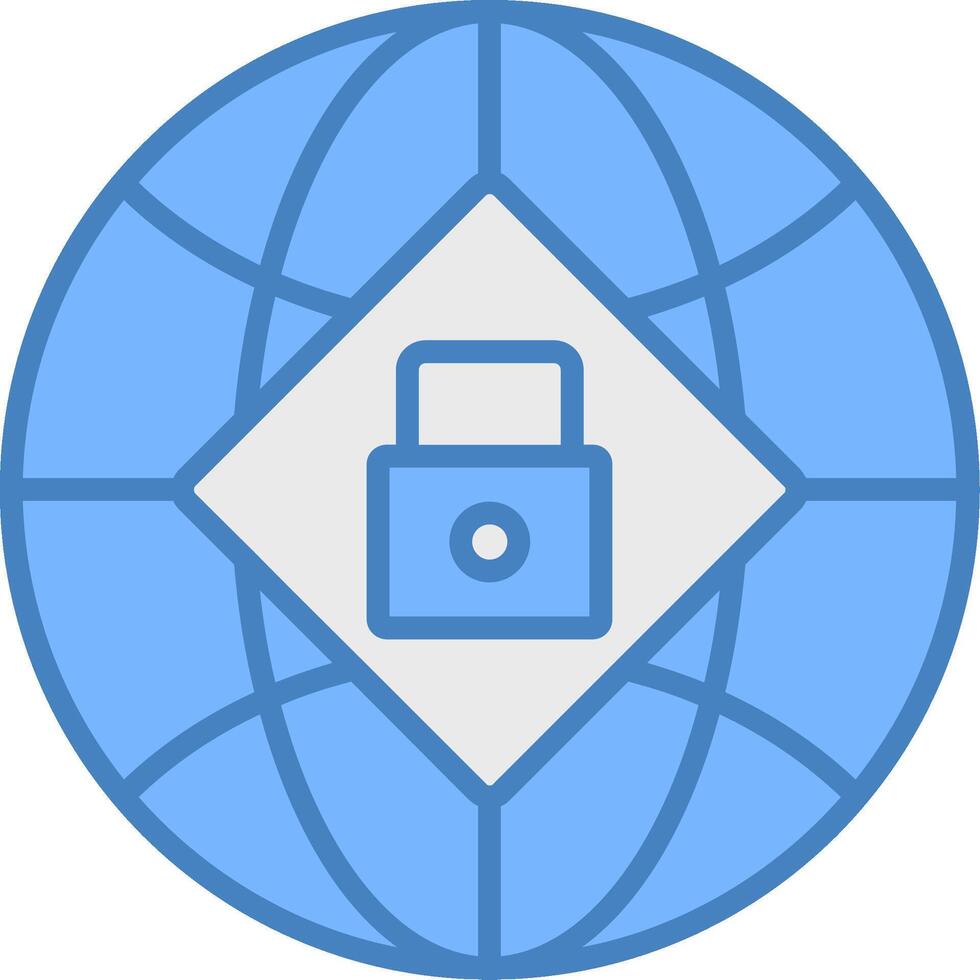 Global Security Line Filled Blue Icon vector