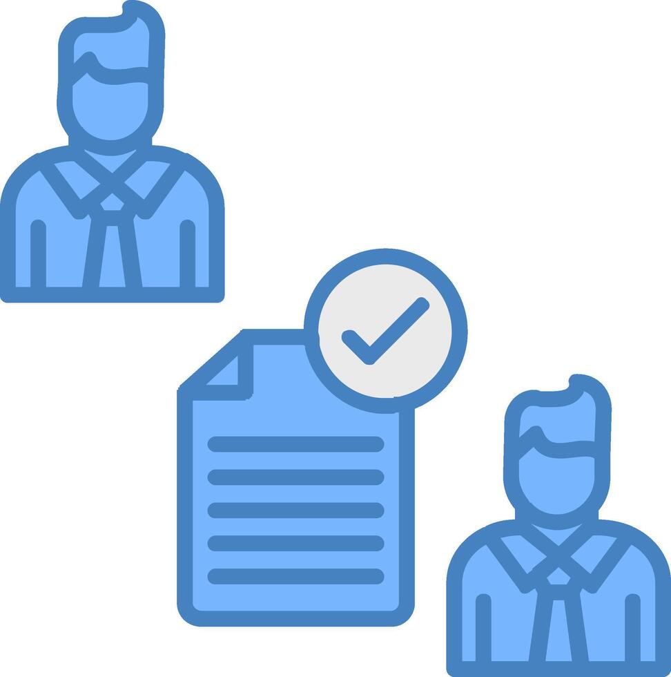 Conclusion Of Contract Line Filled Blue Icon vector