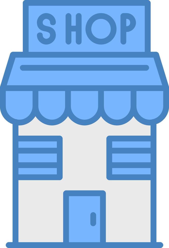 tienda línea lleno azul icono vector