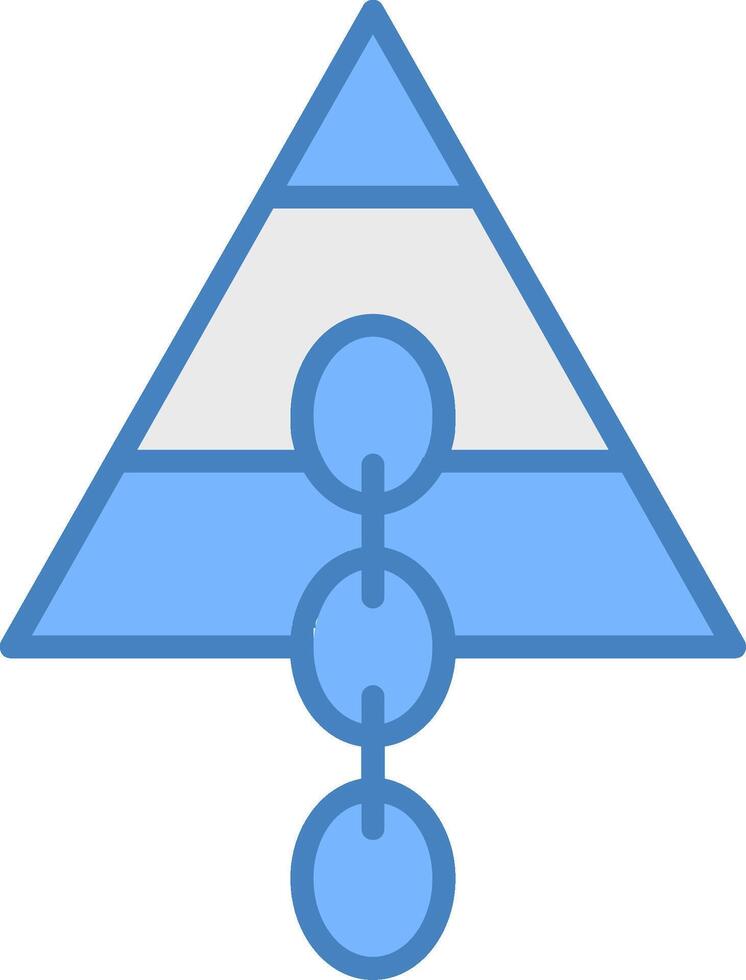 Link pyramide Line Filled Blue Icon vector