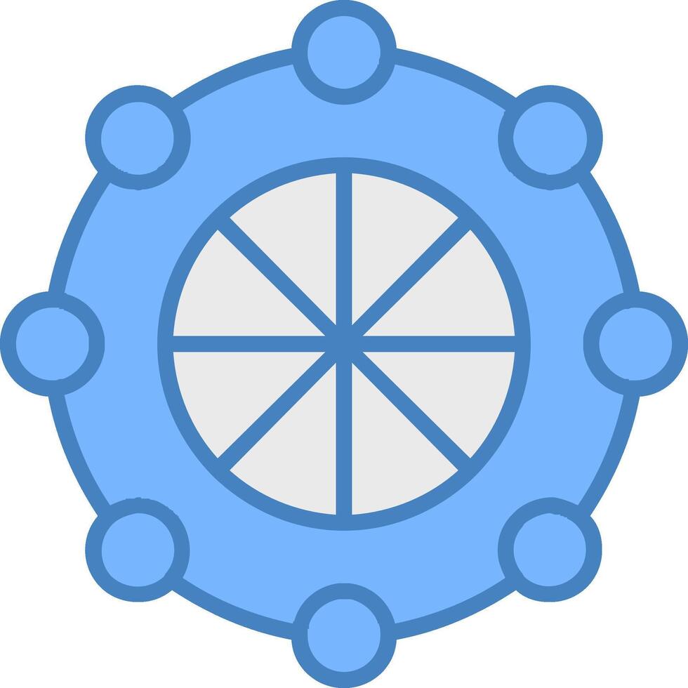 Link Wheel Line Filled Blue Icon vector