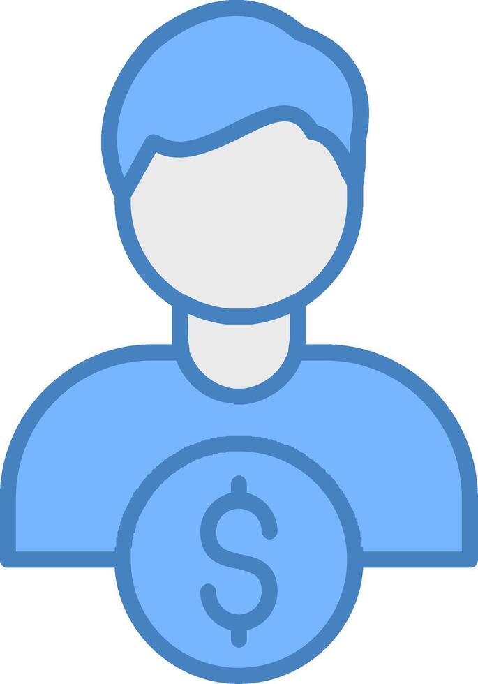 Business User Line Filled Blue Icon vector