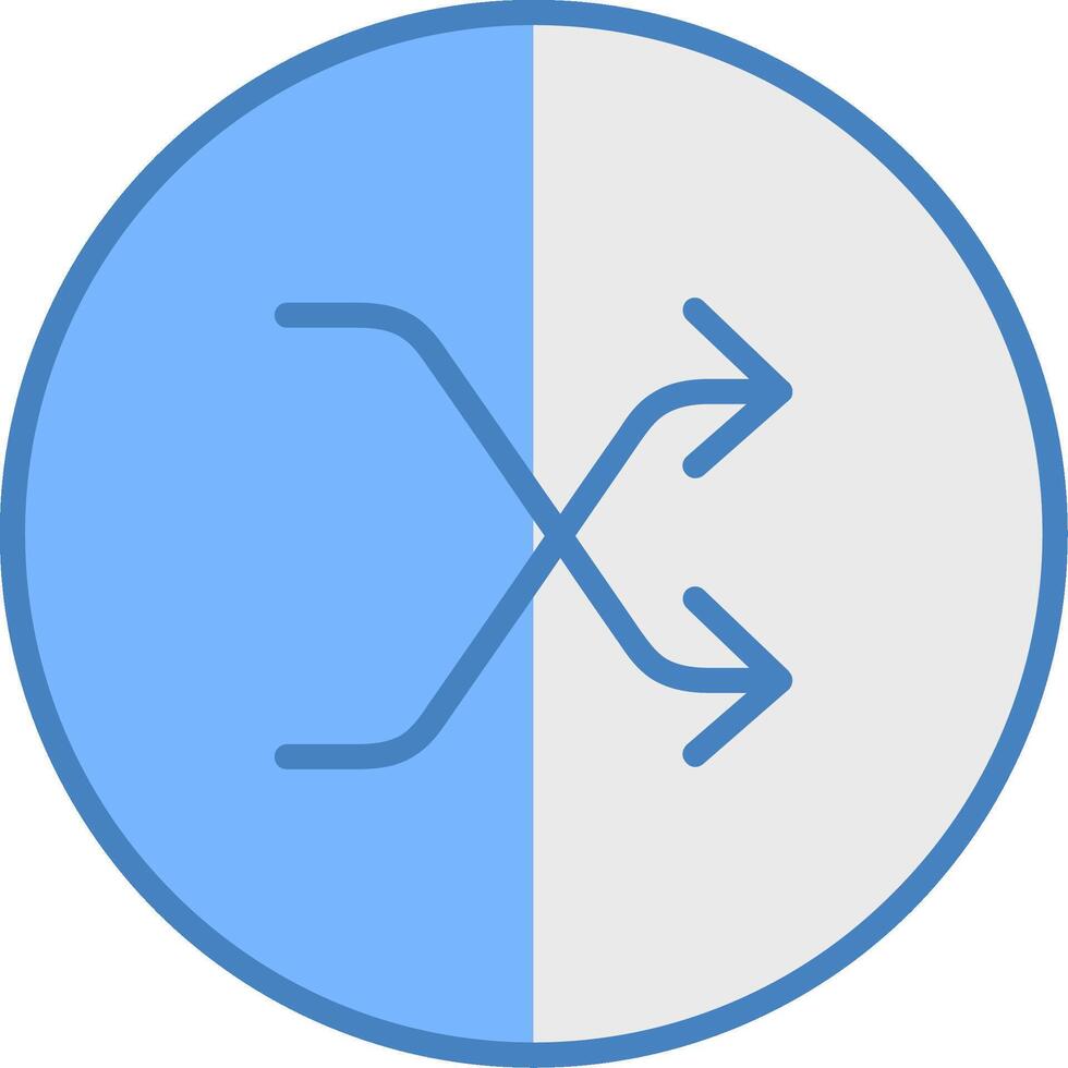 Shuffle Line Filled Blue Icon vector