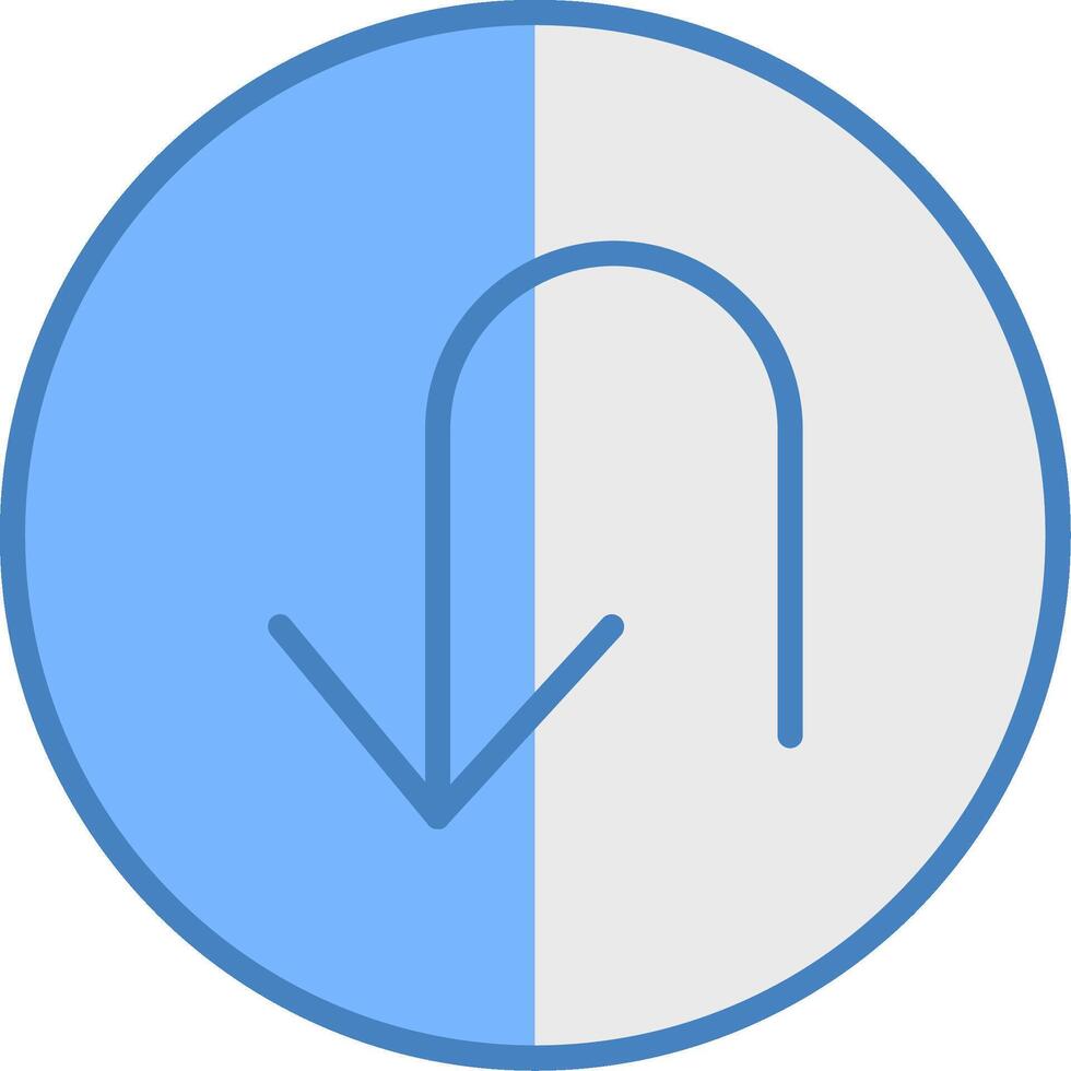 U Turn Line Filled Blue Icon vector