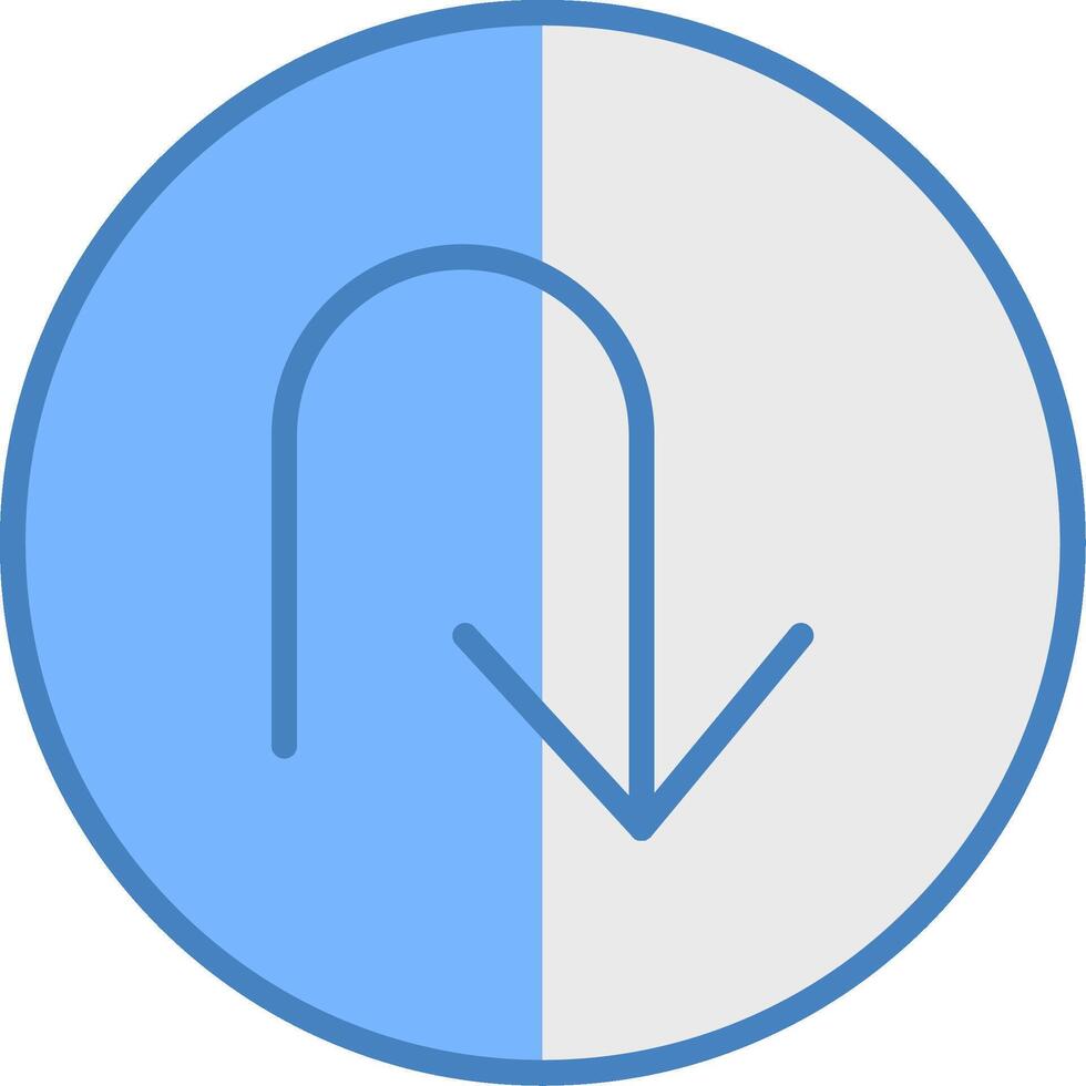 U Turn Line Filled Blue Icon vector