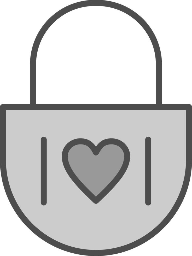 Heart Lock Line Filled Greyscale Icon Design vector