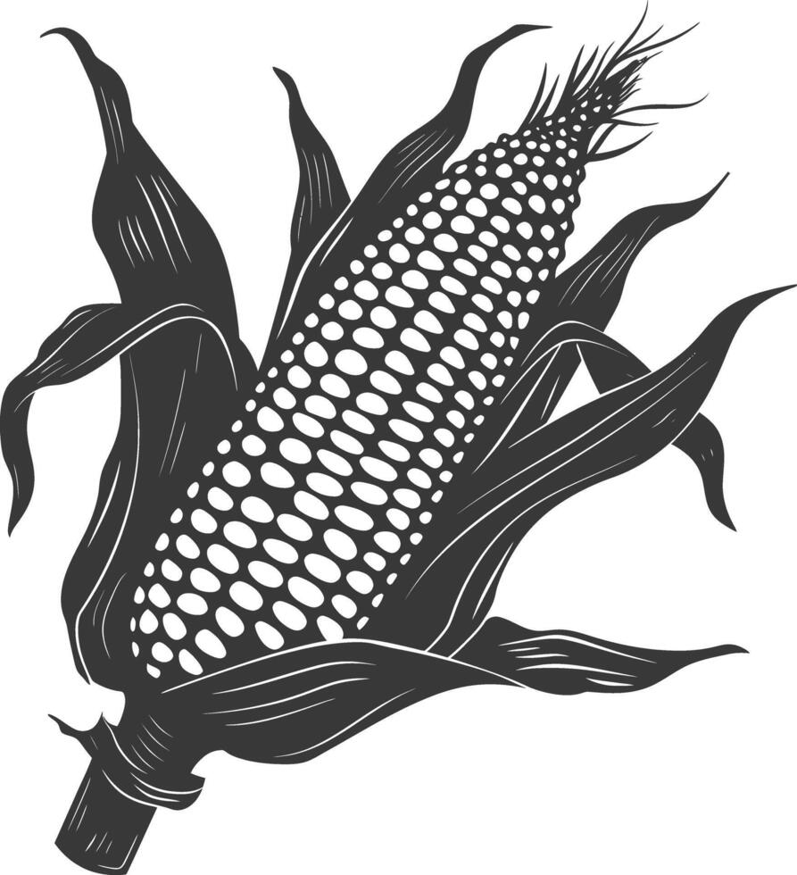 Silhouette corn black color only full vector