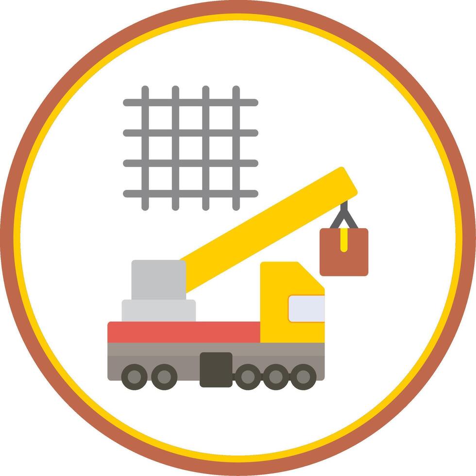Crane Lifting Flat Circle Icon vector