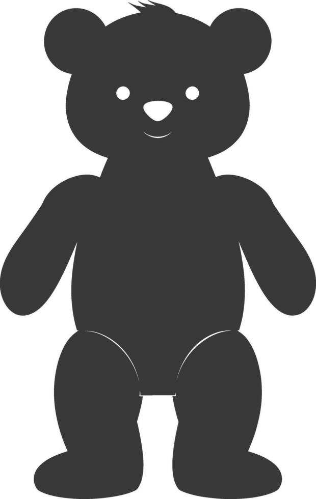 Silhouette cute bear doll black color only full body vector