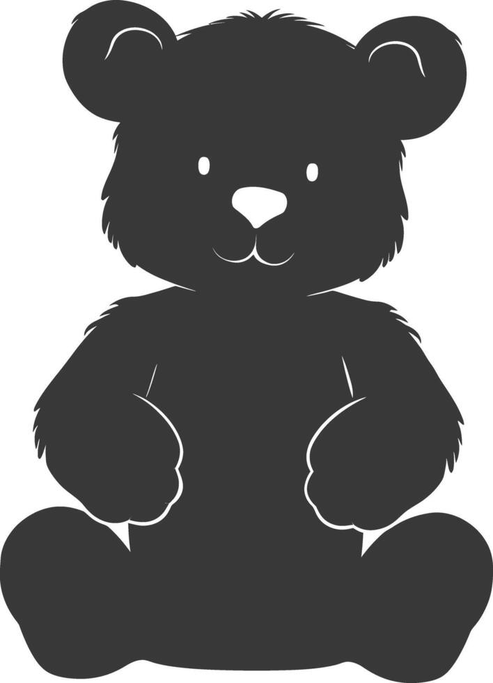 Silhouette cute bear doll black color only full body vector