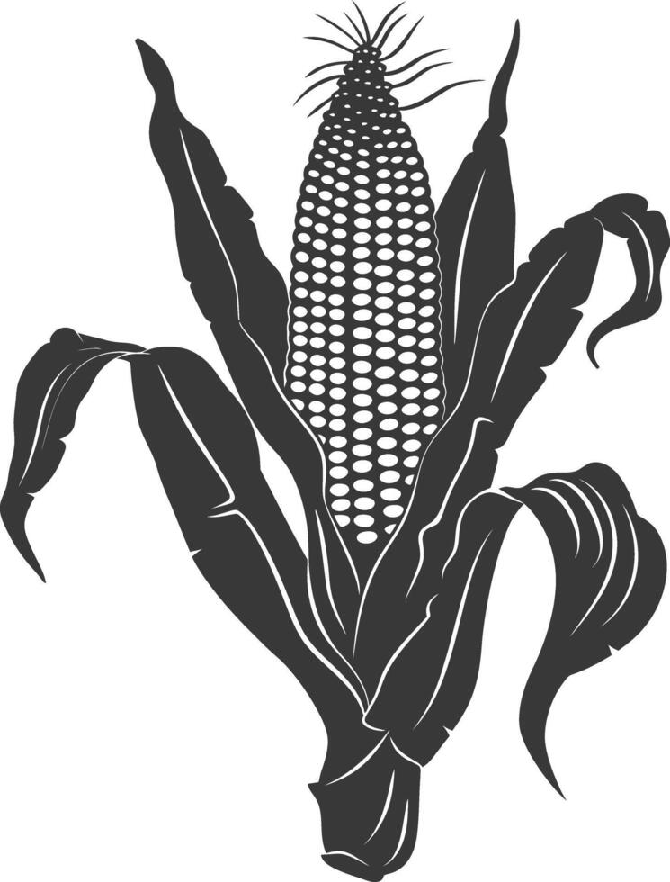 Silhouette corn black color only full vector