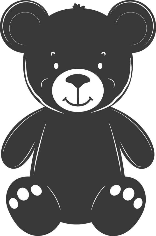 Silhouette cute bear doll black color only full body vector