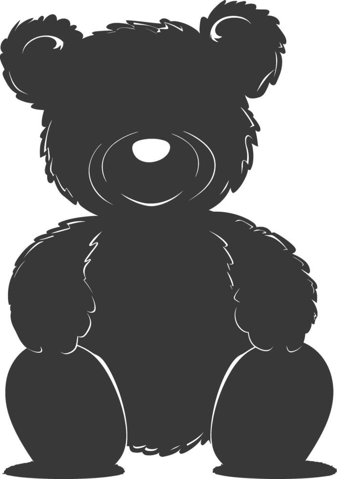 Silhouette cute bear doll black color only full body vector