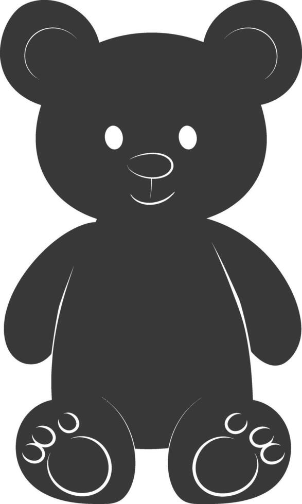 Silhouette cute bear doll black color only full body vector