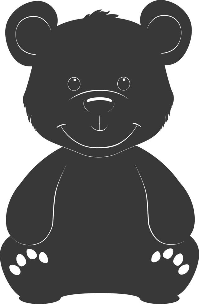 Silhouette cute bear doll black color only full body vector