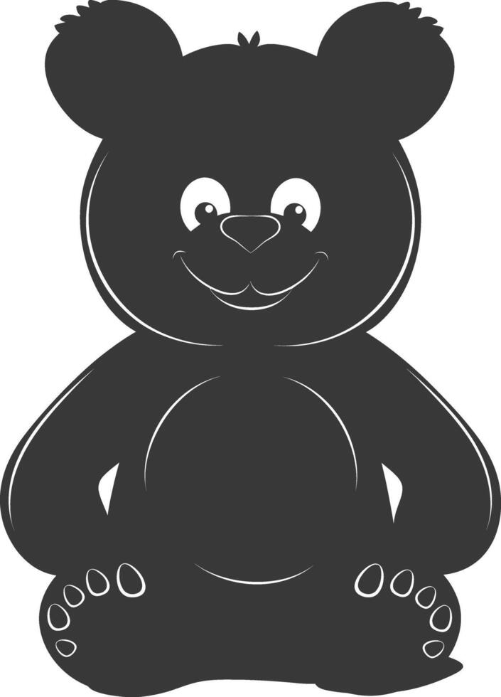 Silhouette cute bear doll black color only full body vector