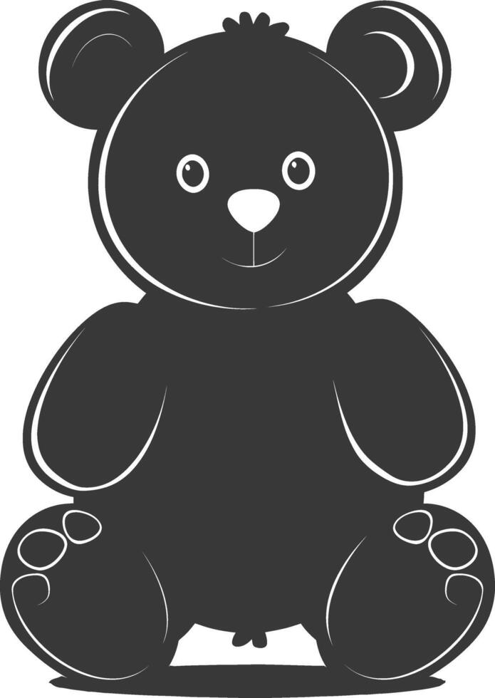 Silhouette cute bear doll black color only full body vector