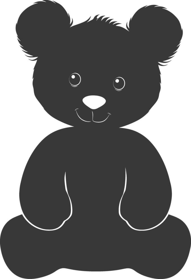 Silhouette cute bear doll black color only full body vector