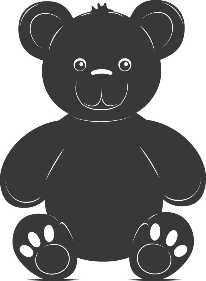 Silhouette cute bear doll black color only full body vector