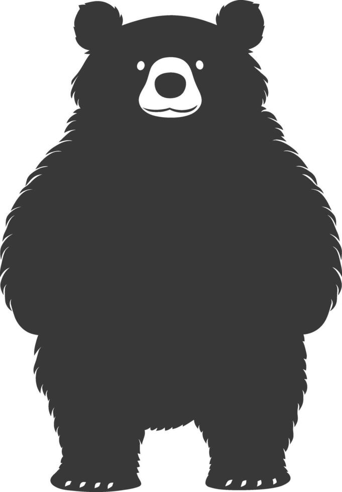 Silhouette cute bear doll black color only full body vector