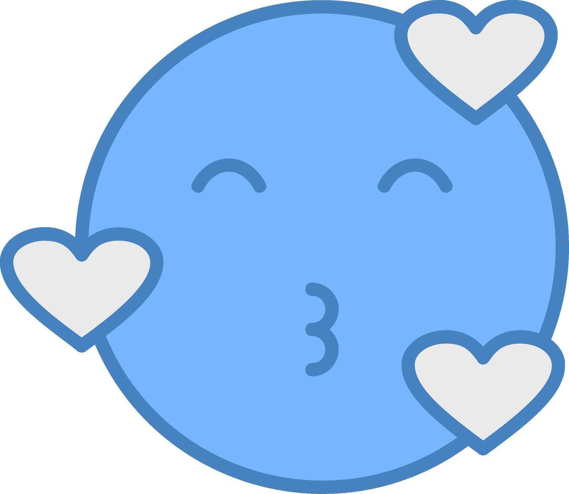 Beso línea lleno azul icono vector