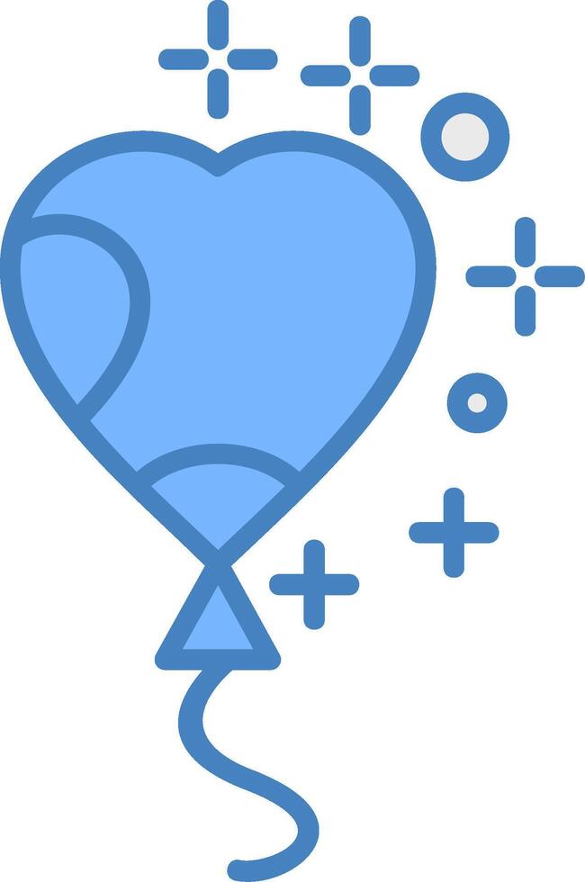 Balloon Line Filled Blue Icon vector