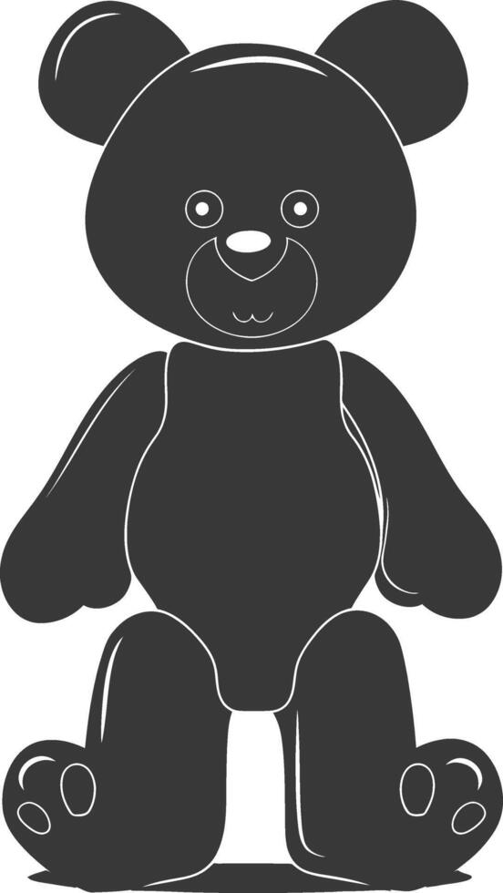 Silhouette cute bear doll black color only full body vector