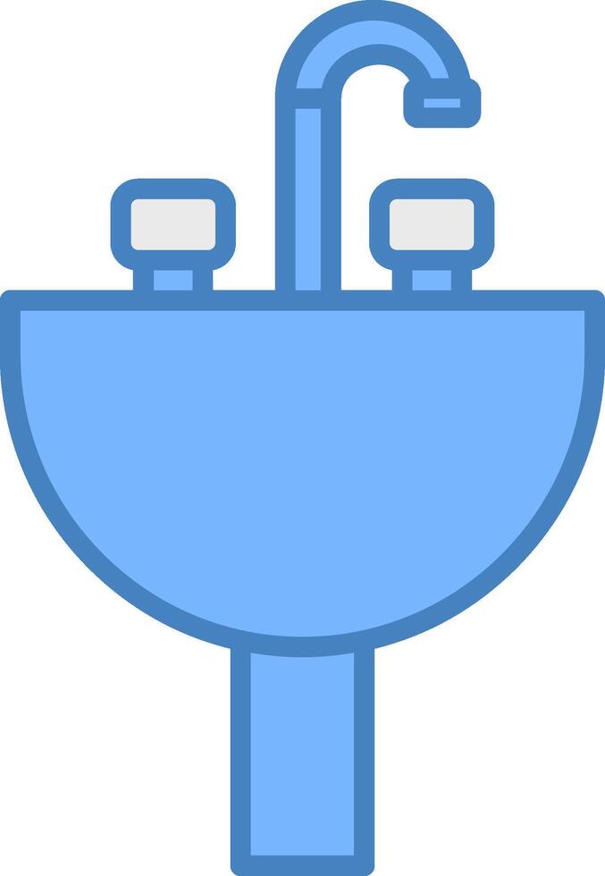 Sink Line Filled Blue Icon vector