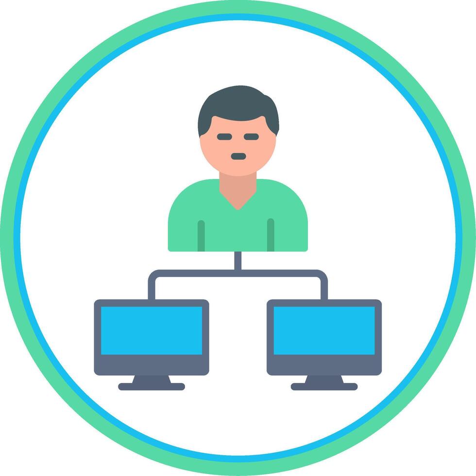 Server Client Flat Circle Icon vector