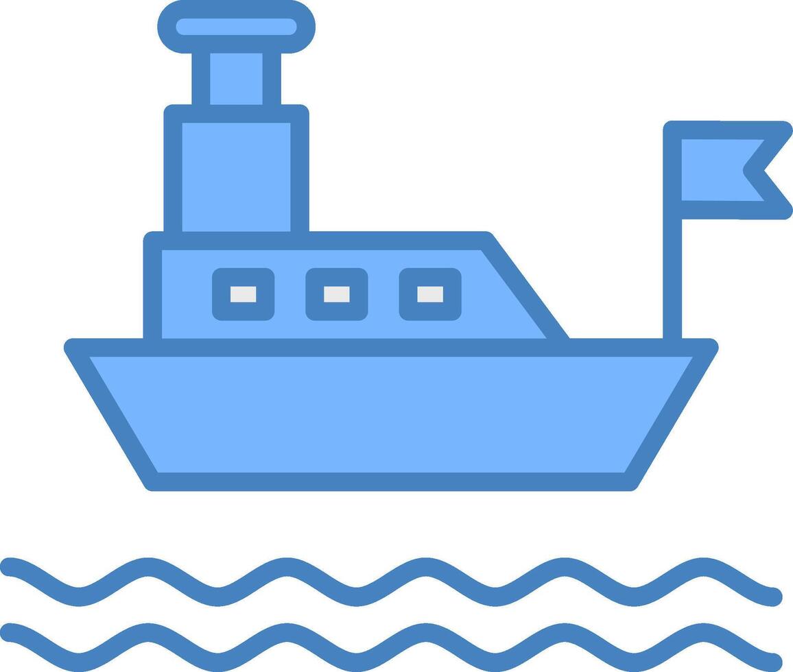 Ferry Line Filled Blue Icon vector