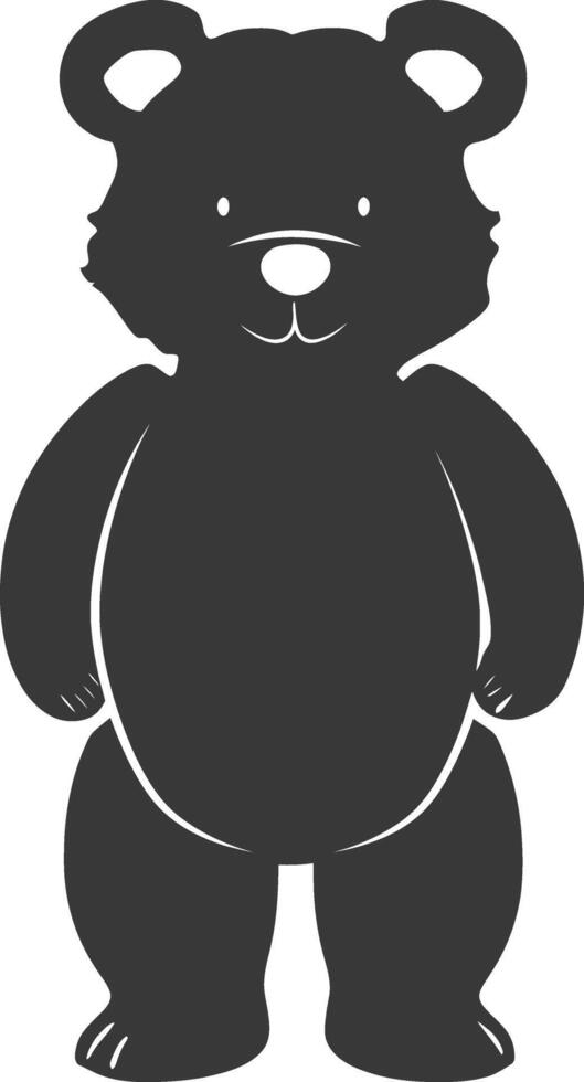 Silhouette cute bear doll black color only full body vector