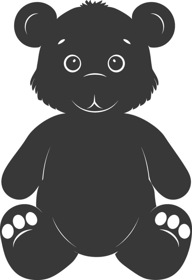 Silhouette cute bear doll black color only full body vector