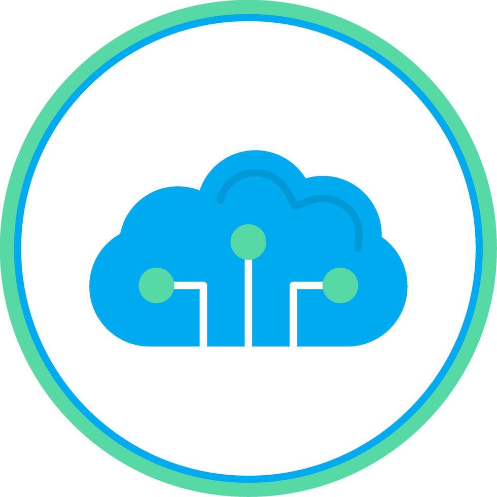Cloud Circuit Flat Circle Icon vector