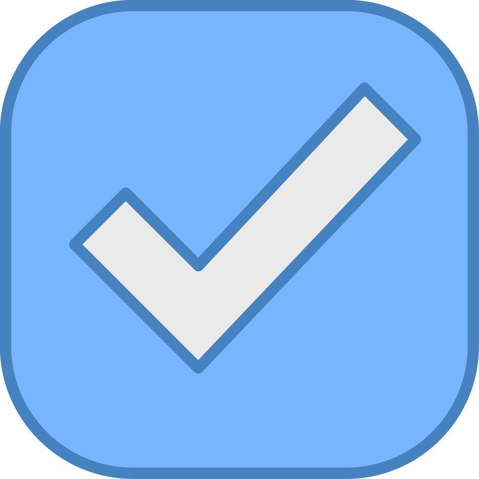 Checkmark Line Filled Blue Icon vector