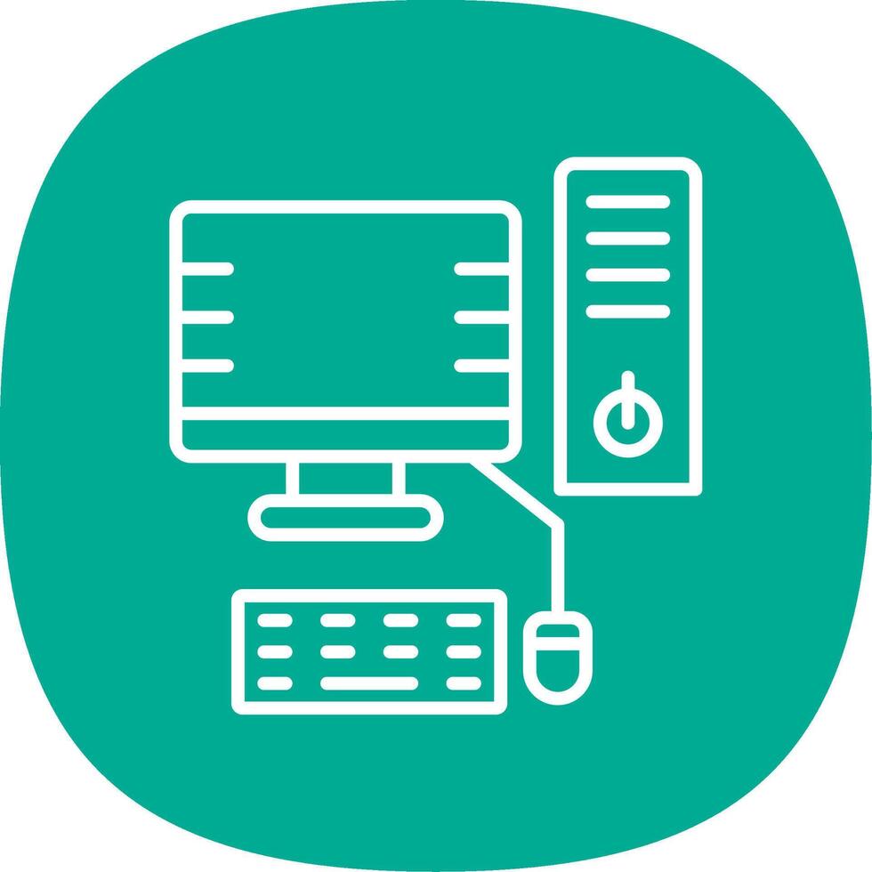 Desktop Computer Line Curve Icon Design vector