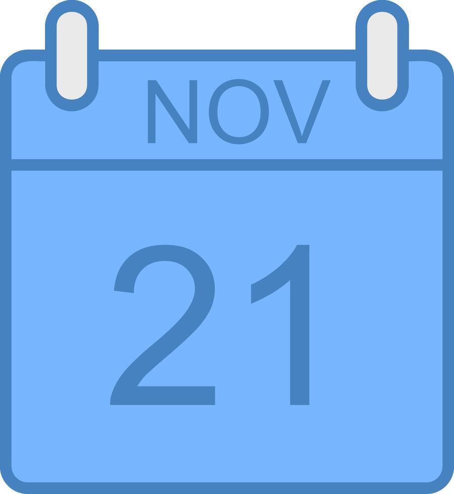 noviembre línea lleno azul icono vector