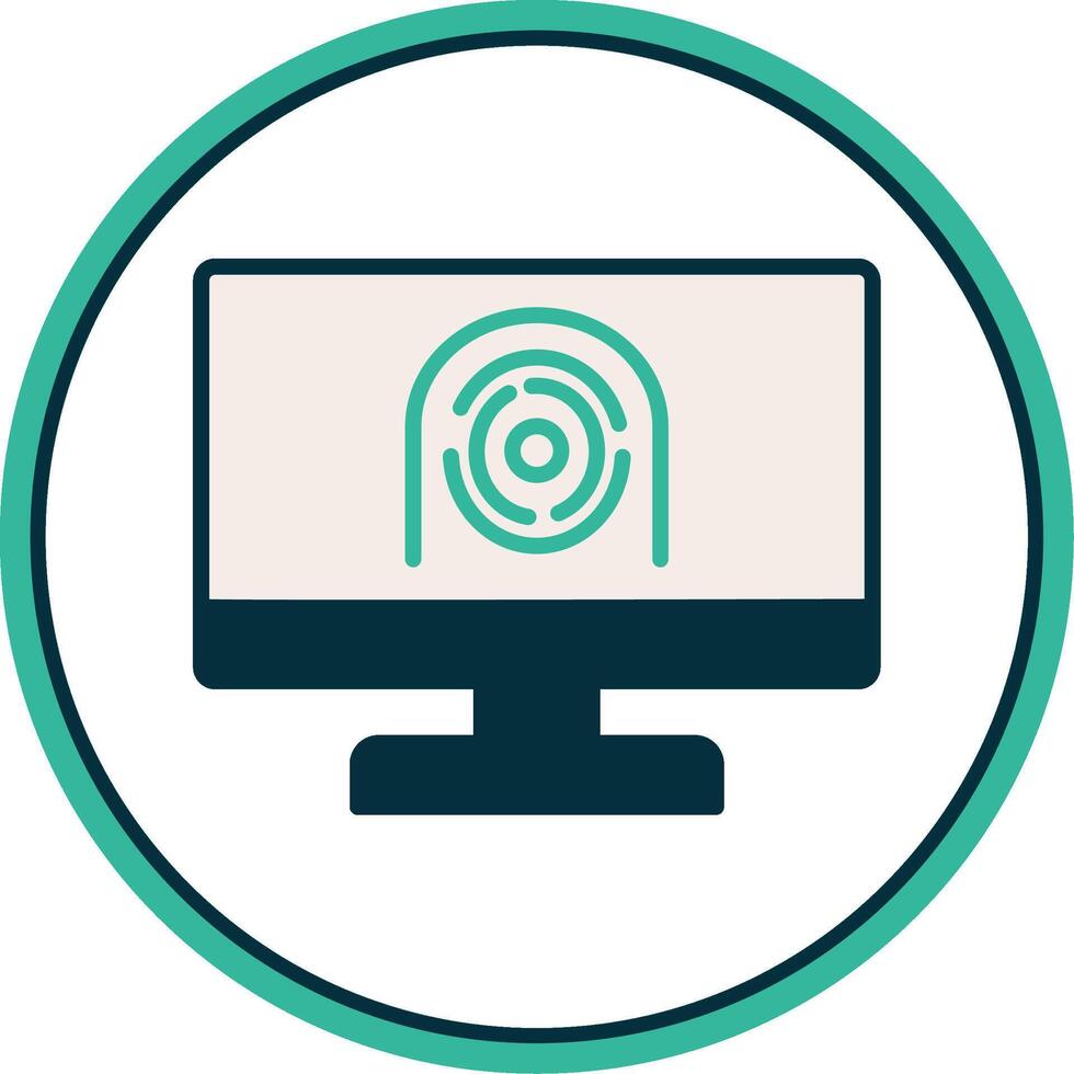 Security Computer Faceprint Flat Circle Icon vector