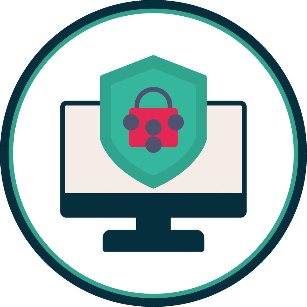 Security Computer Fix Flat Circle Icon vector