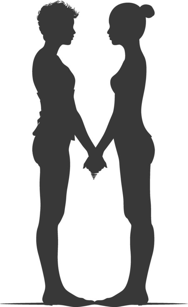 Silhouette Joining Hands holding in Harmony and Peace Between Races vector