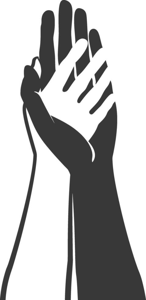 Silhouette Joining Hands holding in Harmony and Peace Between Races vector