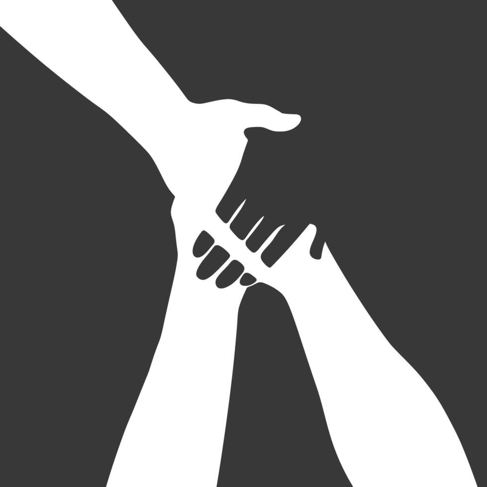 Silhouette Joining Hands holding in Harmony and Peace Between Races vector