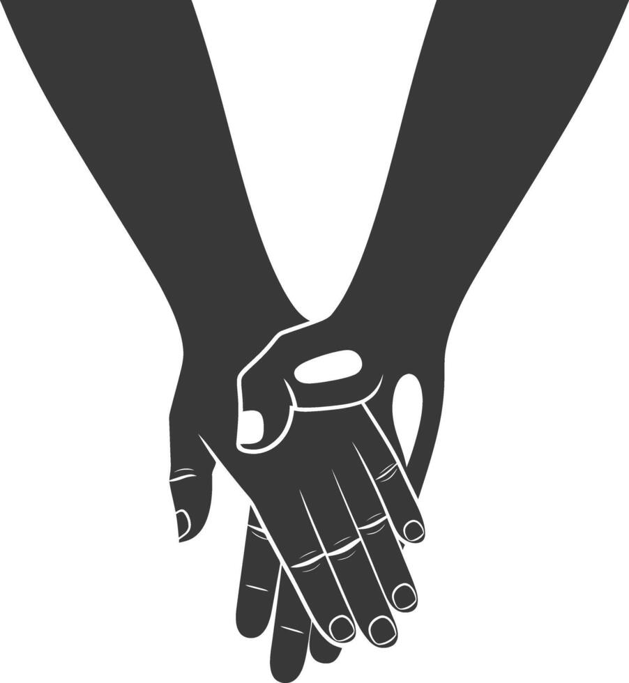 Silhouette Joining Hands holding in Harmony and Peace Between Races vector